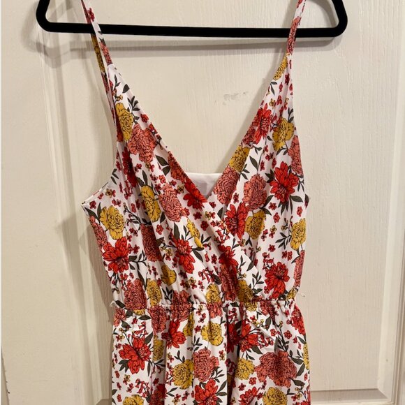 LOFT Dresses & Skirts - Loft Wrap Dress with Thin Straps.  Orange and Yellow Floral     Size M